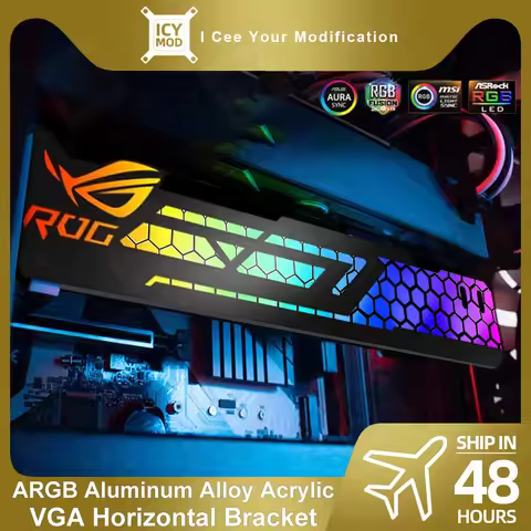 GPU Bracket ROG 5V3Pin VGA Holder Honeycomb Grid A-RGB Horizontal Video Card Support AuraSync PC Cas