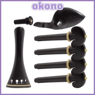 OKONO violin tailpiece Set, Complete Set Ebony Material Violin Accessory Parts Set, Premium 4/4-3/4 