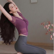 Yoga Clothes Summer Thin Yoga Tops with Chest Pads Fitness Short-Sleeved Yoga Clothes Female Pilates