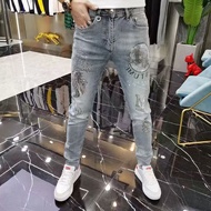 Naimo New Jeans Mens Heavy Craft Hot Diamond Printing Fashion Brand Handsome Casual Slim Man Pants S