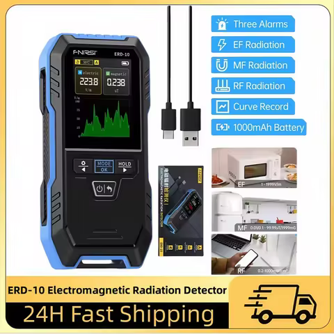 FNIRSI ERD-10 4 in 1Electromagnetic Radiation Detector, Electric & Magnetic Field Strength, Temperat