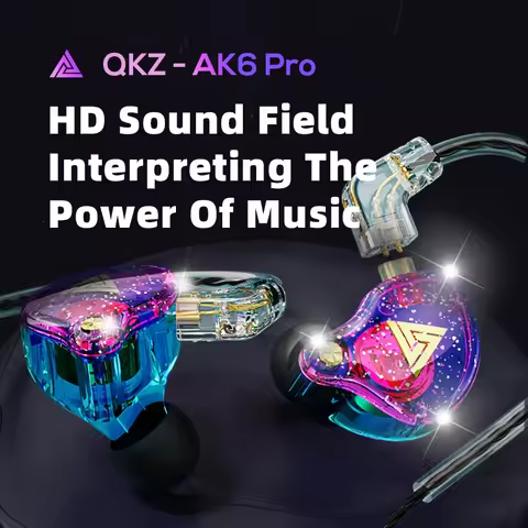 Original QKZ AK6 Pro Detachable Wired Earphone Dynamic With Mic Copper Driver Hifi Subwoofer Headpho