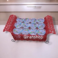 Tempat Aqua Gelas 12 Cup Rotan Sintetis Rangka Besi Anyaman Brekele Model Sofa