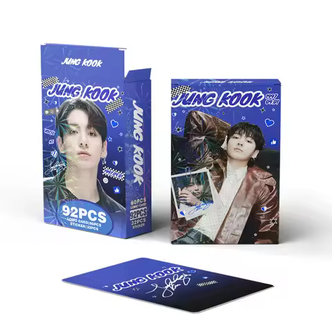 Kpop 92pcs （60lomocard+32Sticker）BTS Jungkook fans merch goods Collectible Cards