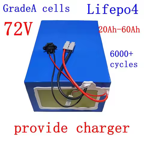 72V Lithium Battery Lifepo4 20Ah-60Ah High Capacity for 1KW-3KW Two Wheeler Electric Motorcycle Tric