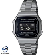Casio A168 A168WGG-1B A168WGG-1 A168WGG-1BDF Vintage Gray IP Stainless Steel Adjustable Strap Men Wo