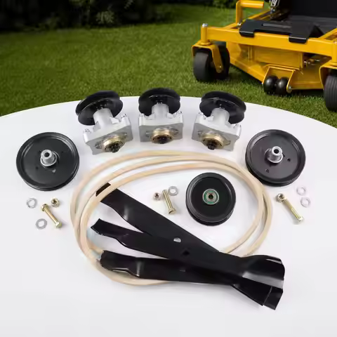 52\" Ultimate Deck Rebuild Kit For Hustler Raptor Spindles Pulleys Blades Idlers