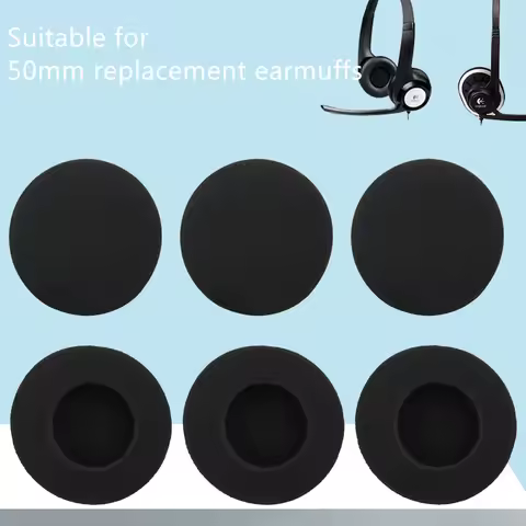50mm Ear Pads for Logitech H330 H340 H111 PMX100 PX100 Earmuffs Sponge Cover USB PC Earphone Earpads