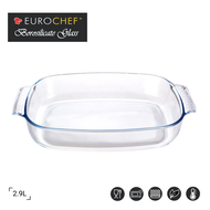 Eurochef Borosilicate Glass Rectangular Baking Tray Casserole Dish with Handles 2.9L BG004