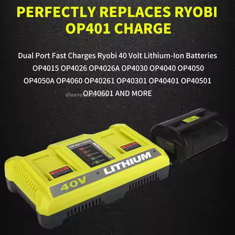 40V Fast Dual Channel Battery Charger for Ryobi OP401 Lithium Battery Charger Quick Charging Station