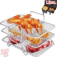 LILAC Dehydrator Rack, Cooker Multi-Layer Air Fryer Rack,  Stackable Stainless Steel Three-Layer Basket Kitchen Gadgets