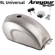 ถังน้ำมันมอเตอร์ไซค์แบบไม่มีสี สำหรับ CFmoto Mandrill Cafe Racer 2.4 Gallon 9L Steel ทรงเรโทรคลาสสิก