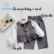 BE200 Bộ gile công tử bé trai LOCOBEAR quần áo cho bé đi tiệc đi chơi sang chảnh