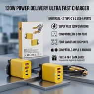 120W Charger + 4-in-1 Charging Cable 65W Type-C Fast Charging Cable, Multi-Function, 4-in-1 Fast Cha