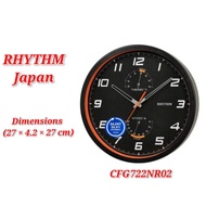Rhythm Wall Clock, Analog Thermometer, Hygrometer Clock, CFG722NR02