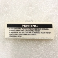 HONDA MOTORCYCLE WARNING STICKER
