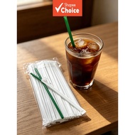 Individually Wrapped Plastic Straws 500Pcs – Hard Green Straws 6x210mm for Cold Drinks, Smoothies, B