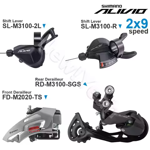 SHIMANO ALIVIO M3100 2x9 speed Groupset with Shifter REAR and M2020 Front DERAILLEUR HG200 HG201 Cas