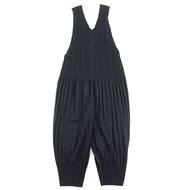 成色極佳 △ 三宅一生PLEATS PLEASE PP53-JI404 前拉鍊 V 領連身褲/背帶褲/一體式黑色 3 碼 日本製造 正品女裝