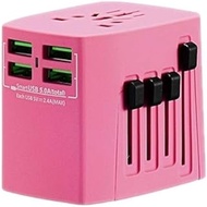BPYSD More Functions Power Plug Adapter - International Travel - 4 USB Ports In Over 150 Countries - 100-250 Volt Adapter - (1 Pack) Rose Gold (Color : Pink)