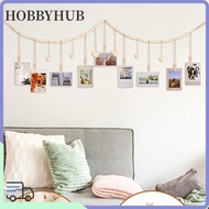 HOBBYHUB Picture Holder, Wall Hanging Decor Clip Photo Display, Rustic Wooden Beads Wall Decoration 