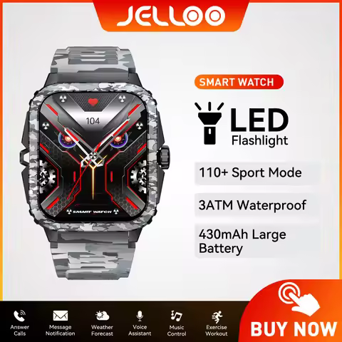 JELLOO New Smart Watch for Men 3ATM Waterproof 1.96"HD Big Screen Rugged Smart Watch Heart Rate/SpO2