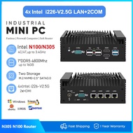 Fanless Mini PC 4x i226-V 6 LAN 2.5G Firewall Router 12th Gen Intel i3 N305 N100 DDR5 2xHDMI2.1 USB3