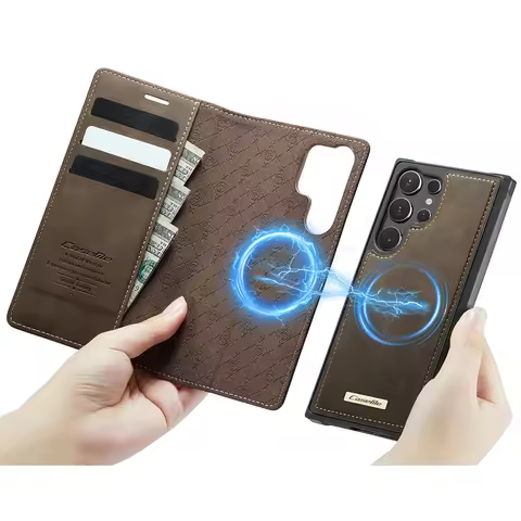 Detachable Magnetic Wallet Leather Flip Case For Samsung Galaxy S25 S26 Ultra / S25 FE For Magsafe B