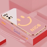 【Free Lanyard】 Casing Ultra-thin plating Case OPPO Realme 3 5 6 7 8 9 Pro 4G C2 C3 C17 C11 C20 C21 C15 C12 C30 C31 C35 C21Y C25Y 5i 7i  8i 9i Luxury Cartoon Smiley Square Silicone Case