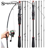 Fishing Rod 1.8M Spinning/Casting Rod Power M Carbon Rod Pole 5 Sections Travel Fishing Pole Fishing