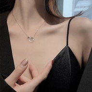S999 Silver Double Interlocking Mobius Ring Necklace