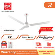 KDK K15V0 White | Brown 60" 3 Blade Ceiling Fan K15V0-PBR | K15V0-WH