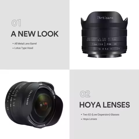 7artisans 7.5mm F2.8 II Ultra Wide-Angle Fisheye Lens for Sony E Canon EOS-M M50 Canon RF Fuji XF Ni