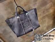 Chanel Black Deauville Large Shopping Tote Bag 黑 窩釘 沙灘袋