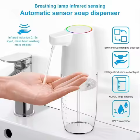 Automatic Soap Dispenser Touchless Hand Soap Dispenser Rechargeable Electric Soap Dispenser with LED