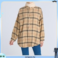 Ready Stock【S-3XL】Korean Style Flannel Shirt Woman Checkered Plus Size Long Sleeve Plaid Blouse Baju