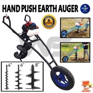 HYWAY Mild Steel Hand Push 63cc Petrol Post Hole Digger Earth Auger, for Agriculture & Farming