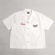 GALLERY DEPT白色刺繡字母工作室制服美式工裝Parker短袖襯衫外套