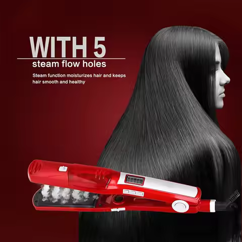 Portable steam hair straightener with comb, smooth touch hair straightener, nano water steam hair st