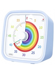 60分鐘視覺計時器，帶保護套，彩色圓盤倒計時遊戲計時器，靜音的學習、工作、運動和其他活動時間管理工具，藍色彩虹