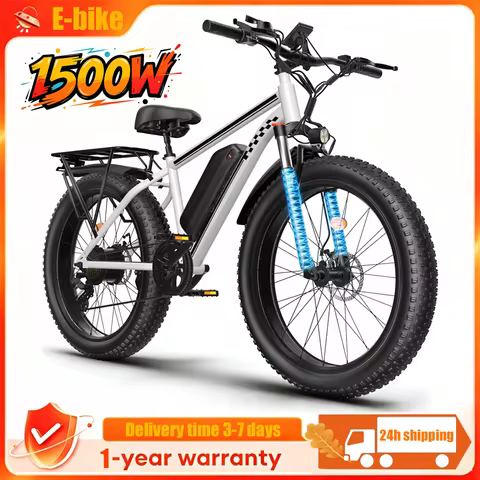 26'' Fat Tire Electric Bike for Adults 48V 15Ah Battery 1000W Motor (Peak 1500W) 30mph Fast Mountain