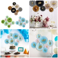 JOY 8pcs Folding Paper Fan for Homes or Restaurant Party Decorations Wall Decoration