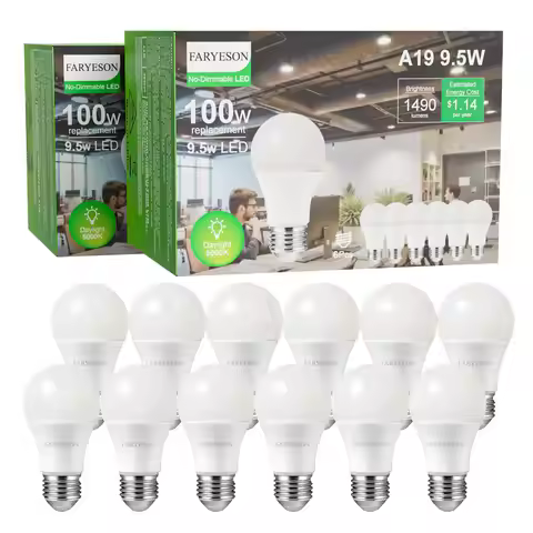A19 E26 LED Light Bulb, 9.5W Equivalent 100W, 1490 Lumens Bright, 120V, 30000-Hour Lifetime, IP20 No