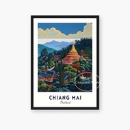 โปสเตอร์ผ้าใบศิลปะภูมิทัศน์เกาะเชียงใหม่สำหรับตกแต่งผนัง - ภาพวาดจิตรกรรมฝาผนังการท่องเที่ยวไทยสำหรั