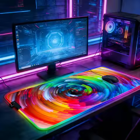 LED Lighting RGB Mouse Pad E-sports Game Keyboard Pad Table Mats Rainbow 3D Vortex Deskmat Mousepad 