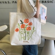 [Embroidered Bag TT27] KAYLEE KT Fashion Floral Embroidered CanVas Fabric Tote Bag 39x37x6cm