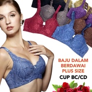 PLUS SIZE 34C~ 46D Cup C/D Full Cull BRA Wired [MAYA] Cotton Thin Span / Coli Wanita berdawai Span N