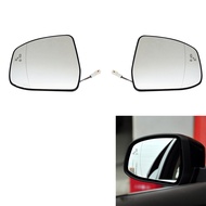 2Pcs Door Wing Side Mirror Glass Heated Blind Spot Warning with Backing Plate for Ford Focus MK2 MK3