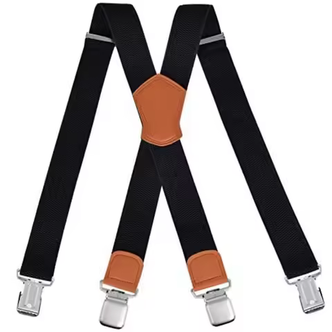 New Elastic Heavy Duty Suspenders Adjustable Corn Pattern Buckle X Back Suspenders 4 Clips Black Cli