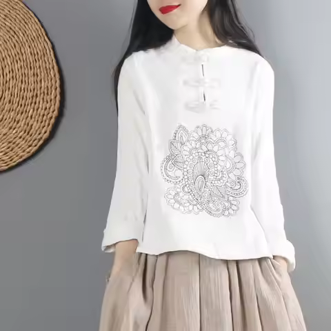 2025 Autum chinese tops modern chinese style cheongsam blouse retro qipao shirt traditional clothing